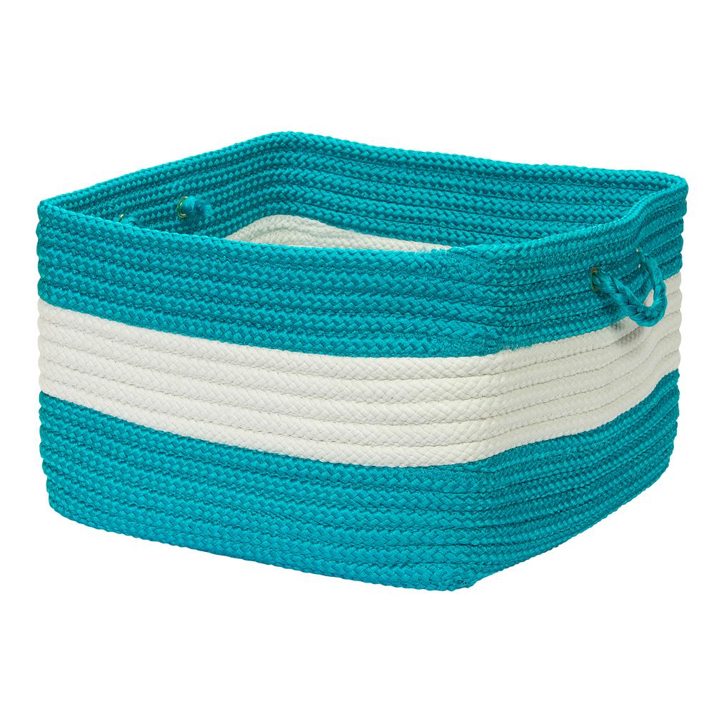 Rope Walk - Turquoise 18"x12" Utility Basket. Picture 1
