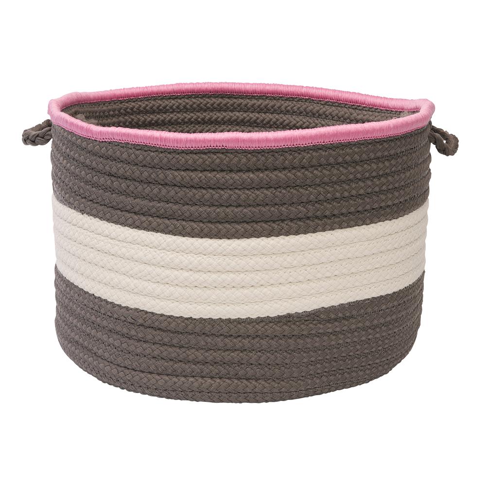 Color Block Round Basket - Pink/Gray 14"x10". Picture 2
