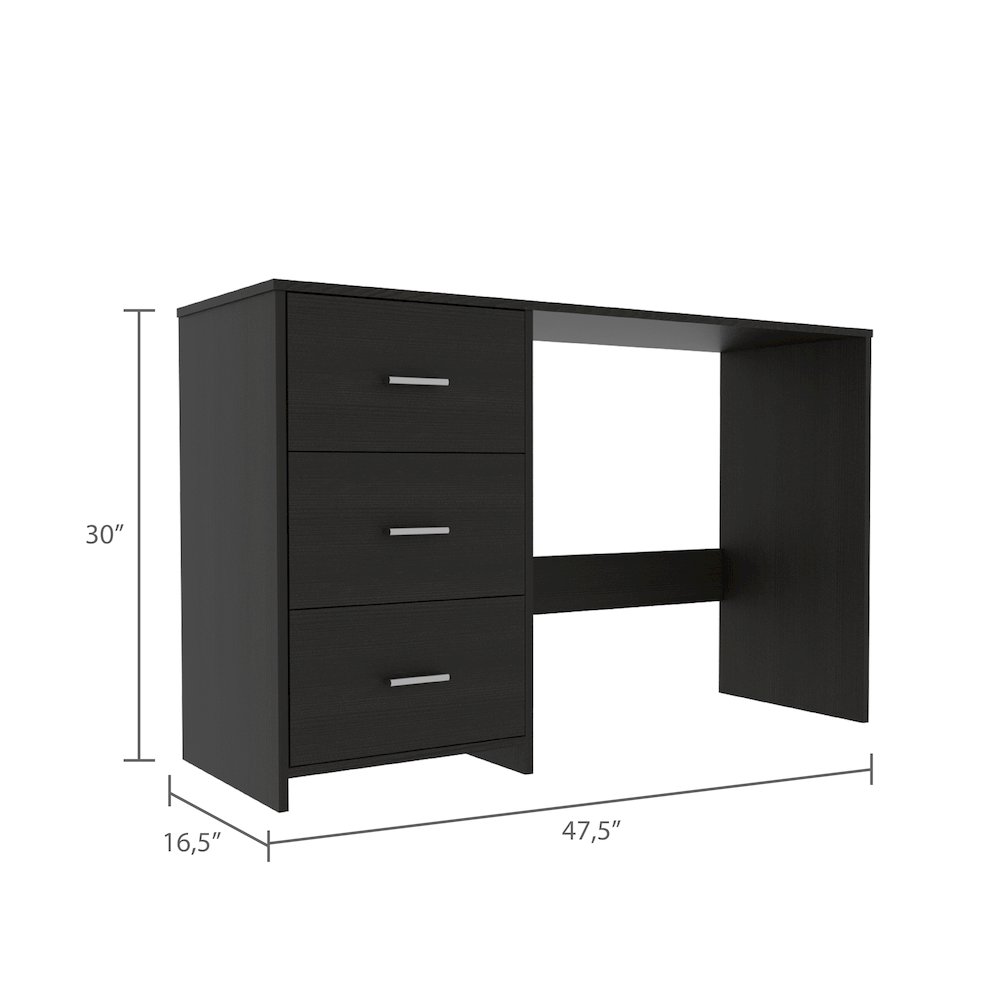 3-Drawer Writing Desk Black Wengue. Picture 3