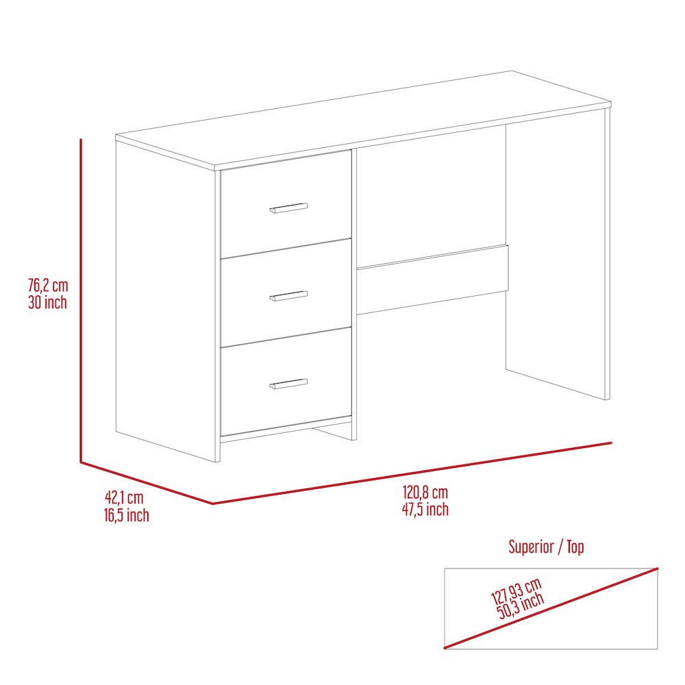 3-Drawer Writing Desk Black Wengue. Picture 6