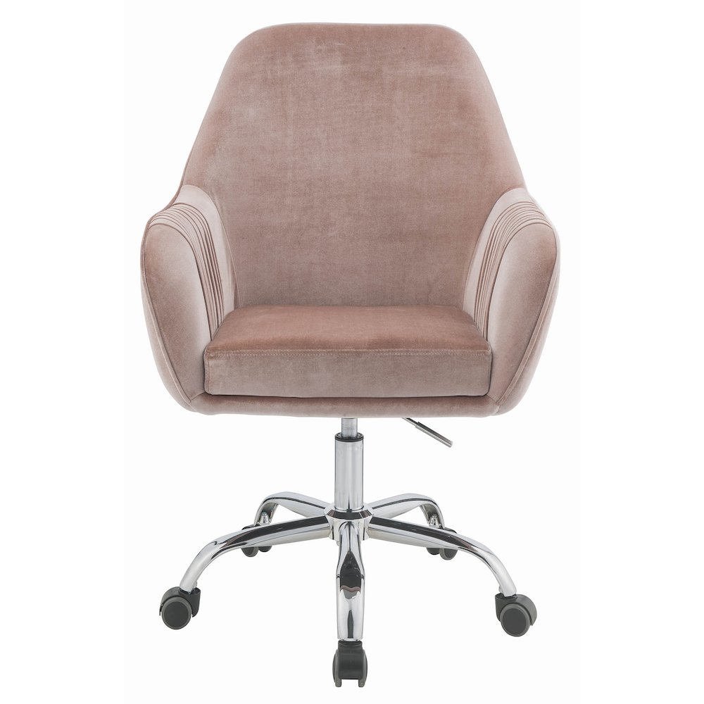 Peach and Chrome Swivel Office Chair. Picture 2