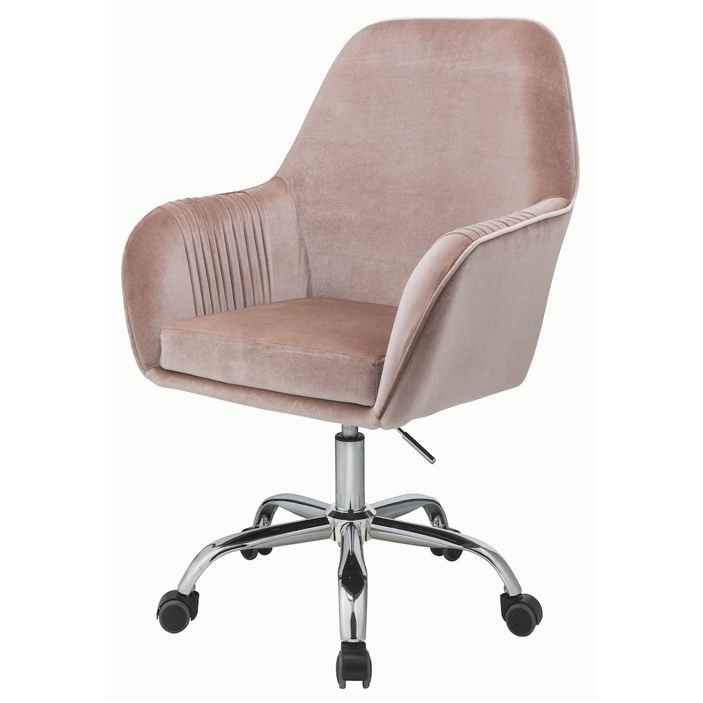 Peach and Chrome Swivel Office Chair. Picture 1