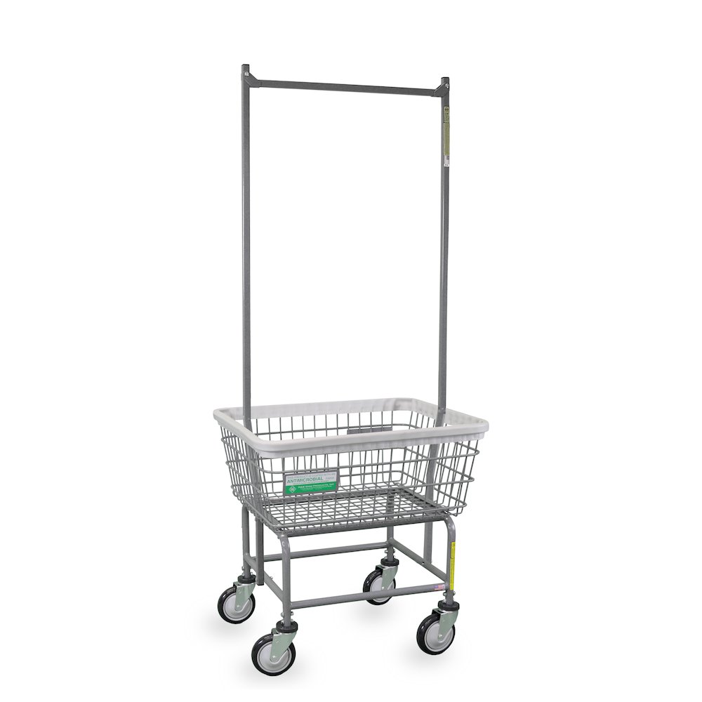 Antimicrobial Laundry Cart w/ Double Pole Rack. Picture 1