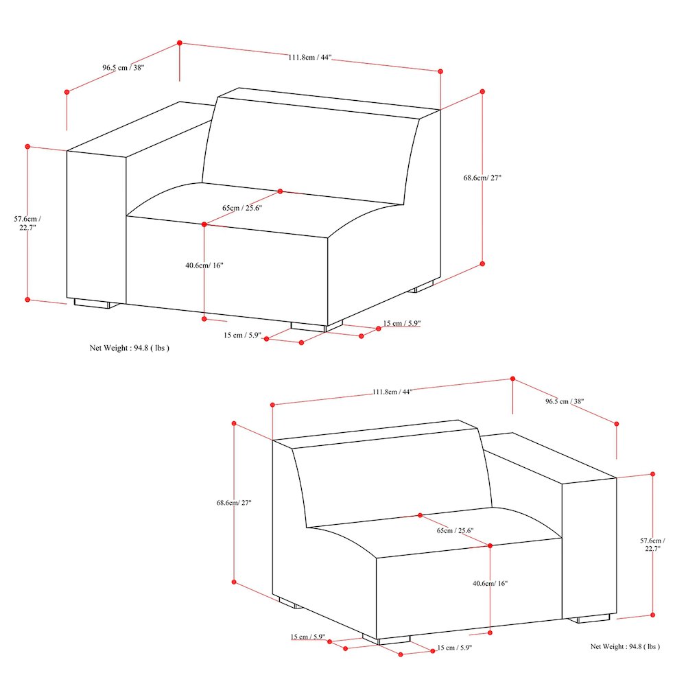 Rex 2-Seater Modular Sofa In Genuine Leather. Picture 6