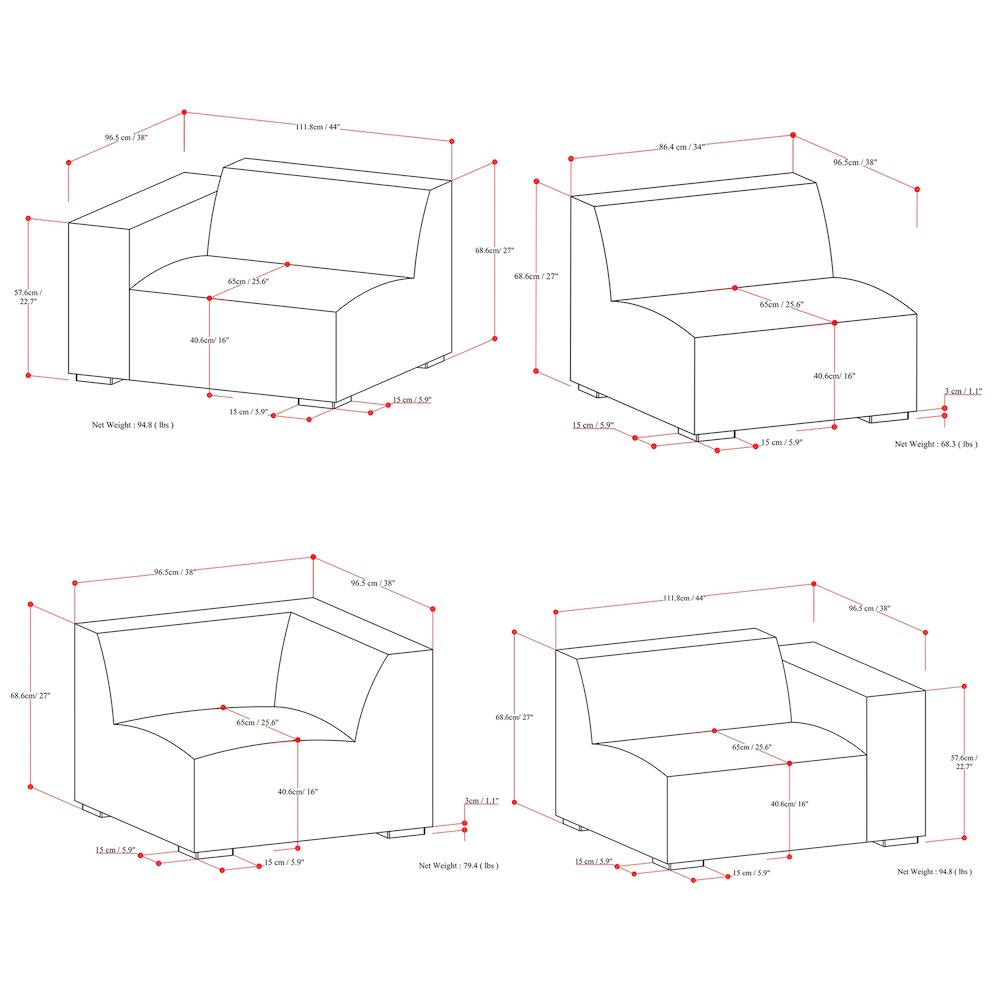 Rex Corner Sectional Modular Sofa In Tightly Woven Performance Fabric. Picture 6