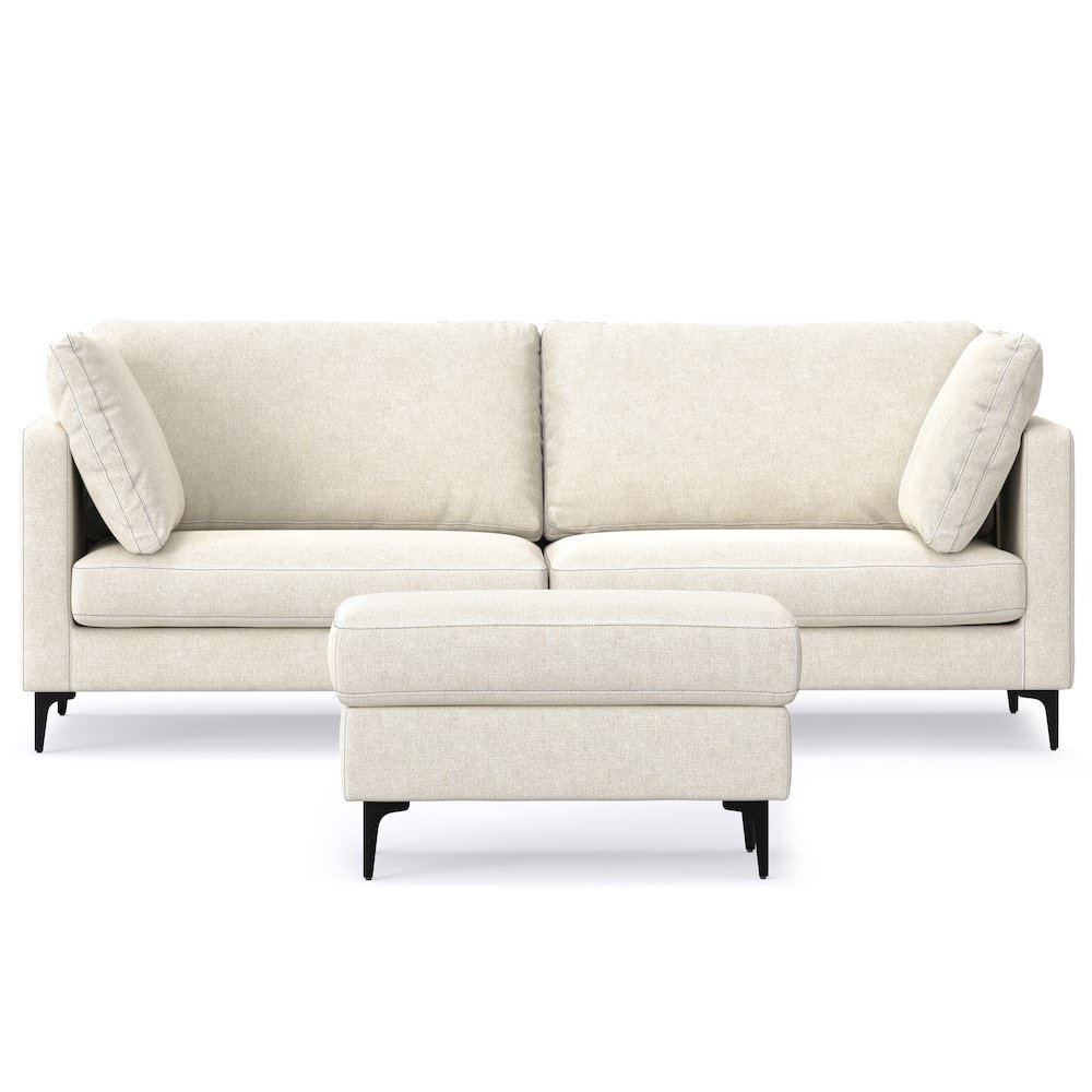 Ava 90-Inch Sofa And Ottoman Set In Tightly Woven Performance Fabric. Picture 1