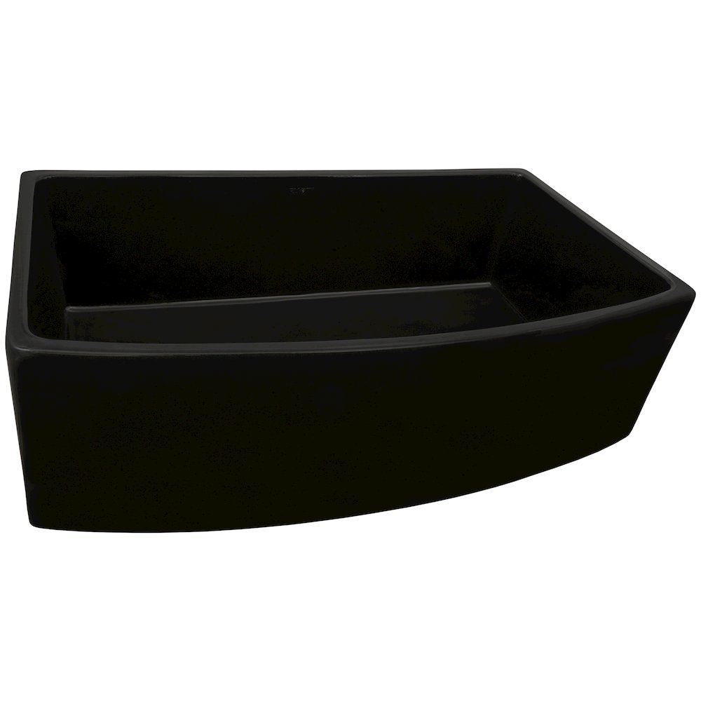 Ruvati 33 inch Fireclay Black Farmhouse Kitchen Sink Curved Apron-Front Single Bowl - RVL2398BK. Picture 1