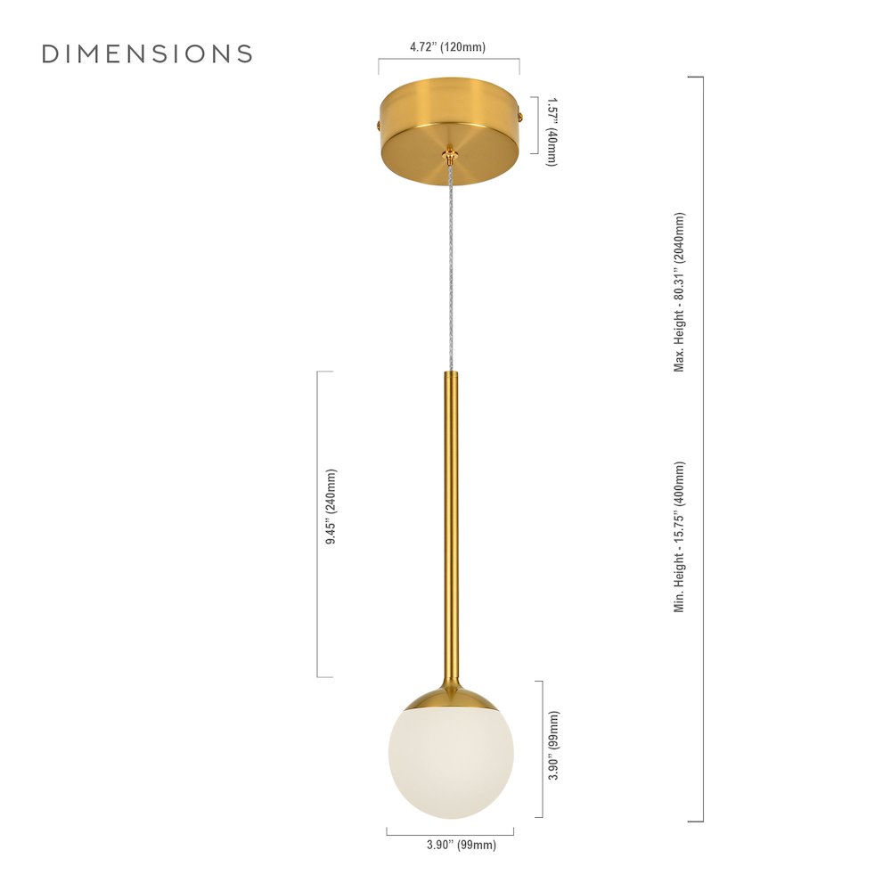 1-Light Integrated LED Height Adjustable Pendant Lighting. Picture 20