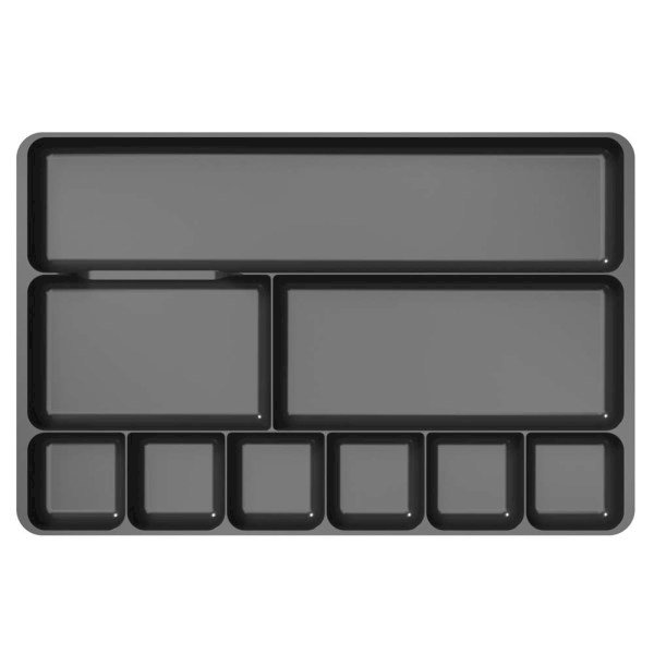 Deflecto Sustainable Office Drawer Organizer - 9 Compartment(s) - 1.1" Height x 14" Width x 9.1" Depth - 30% Recycled - Black - 1 Each. Picture 3