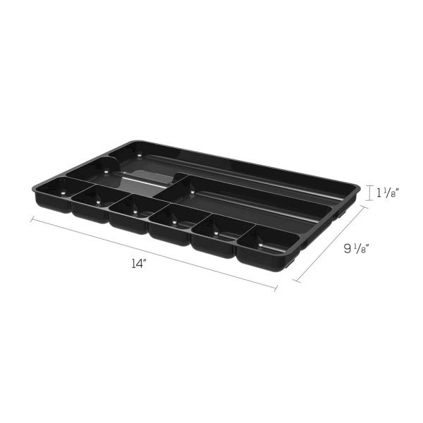 Deflecto Sustainable Office Drawer Organizer - 9 Compartment(s) - 1.1" Height x 14" Width x 9.1" Depth - 30% Recycled - Black - 1 Each. Picture 4