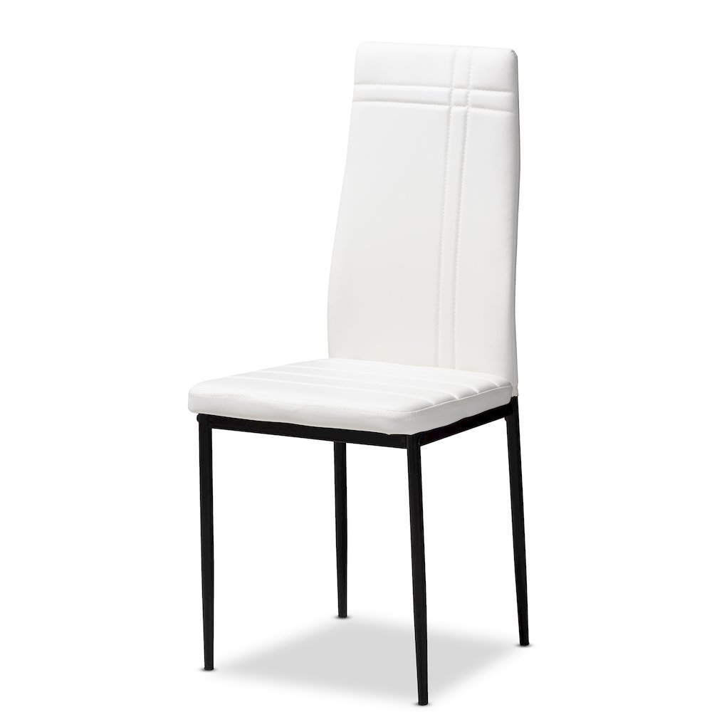 Matiese Modern and Contemporary White Faux Leather Upholstered Dining Chair (Set of 4). Picture 6
