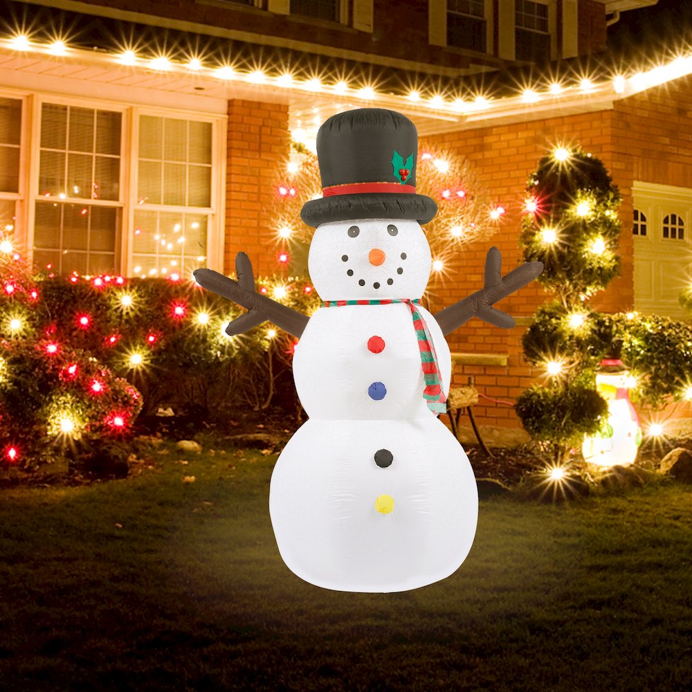 8Ft Snowman Inflatable with Flashing Disco LED Lights. Picture 7