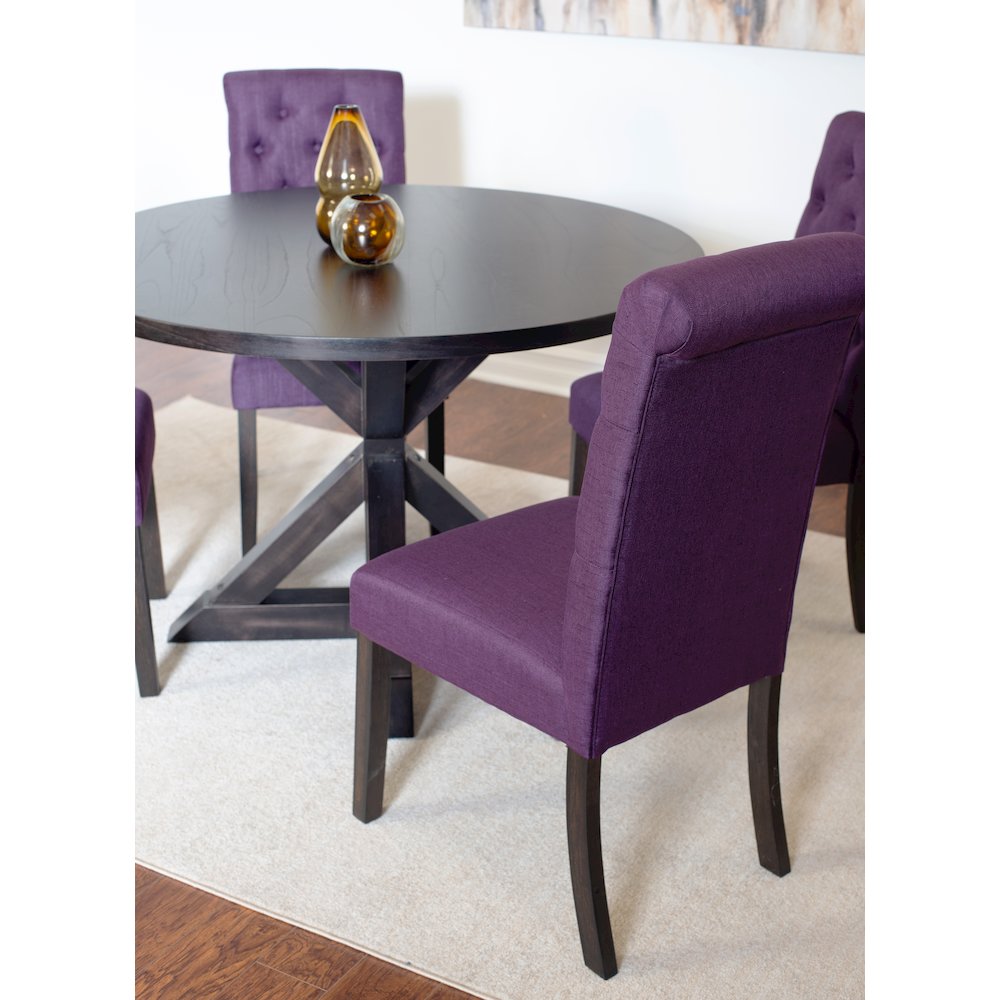 Nylander 5-Pc Dining Set, Cross-Buck Dining Table with 4 Stylish Chairs, Purple. Picture 2