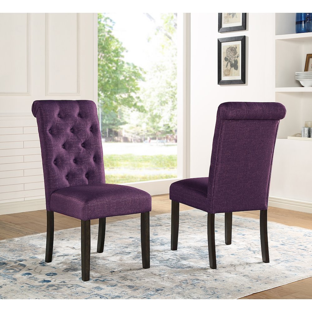 Nylander 5-Pc Dining Set, Cross-Buck Dining Table with 4 Stylish Chairs, Purple. Picture 6