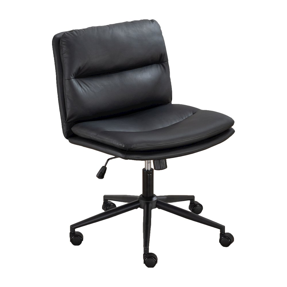 Bizerte Adjustable Swivel Criss Cross, Wide Seat Office or Vanity Chair, Black. Picture 1