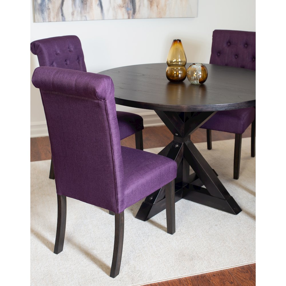 Nylander 5-Pc Dining Set, Cross-Buck Dining Table with 4 Stylish Chairs, Purple. Picture 3