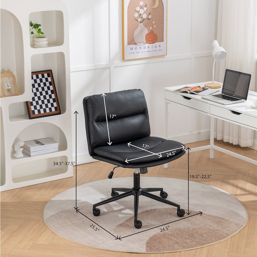 Bizerte Adjustable Swivel Criss Cross, Wide Seat Office or Vanity Chair, Black. Picture 15