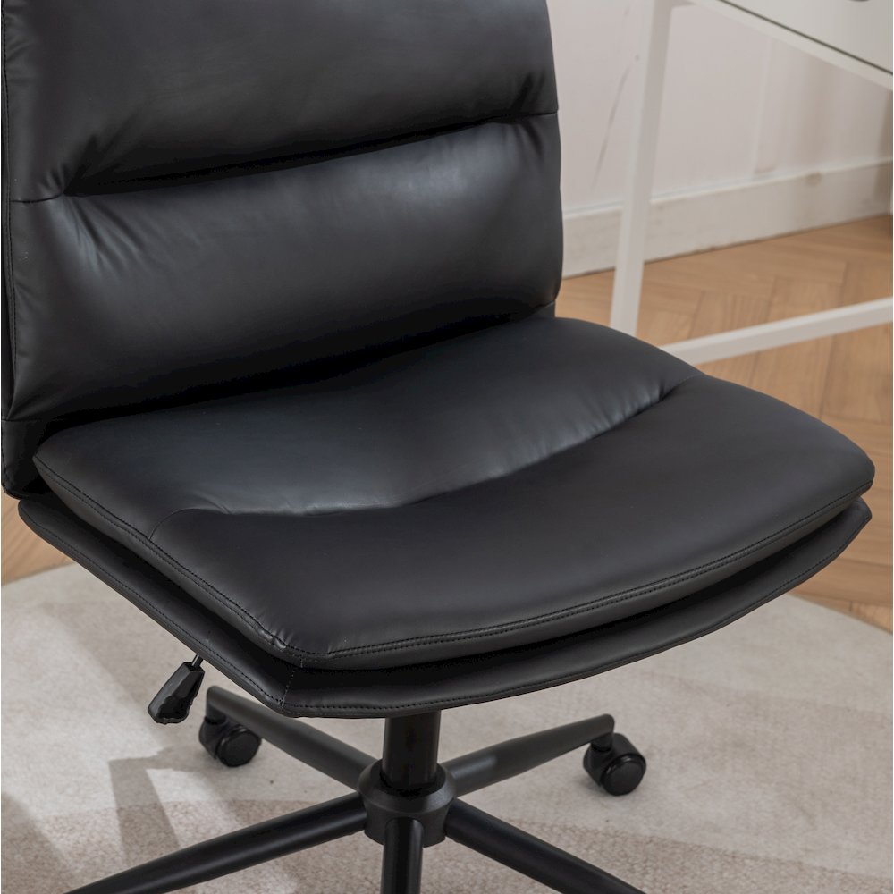 Bizerte Adjustable Swivel Criss Cross, Wide Seat Office or Vanity Chair, Black. Picture 10