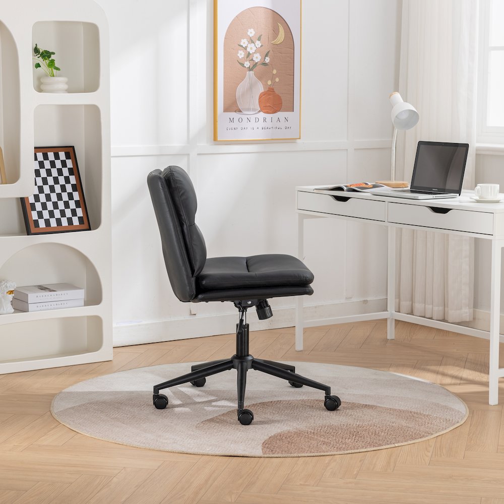 Bizerte Adjustable Swivel Criss Cross, Wide Seat Office or Vanity Chair, Black. Picture 4