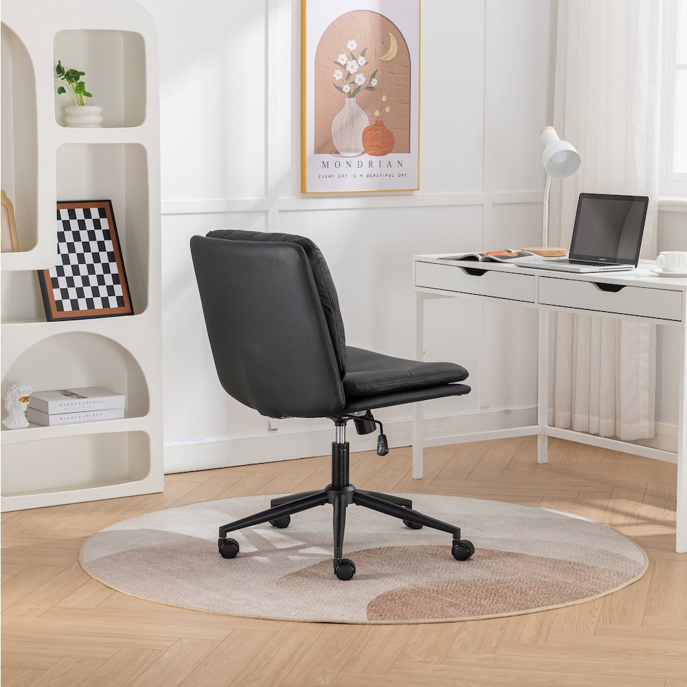 Bizerte Adjustable Swivel Criss Cross, Wide Seat Office or Vanity Chair, Black. Picture 5