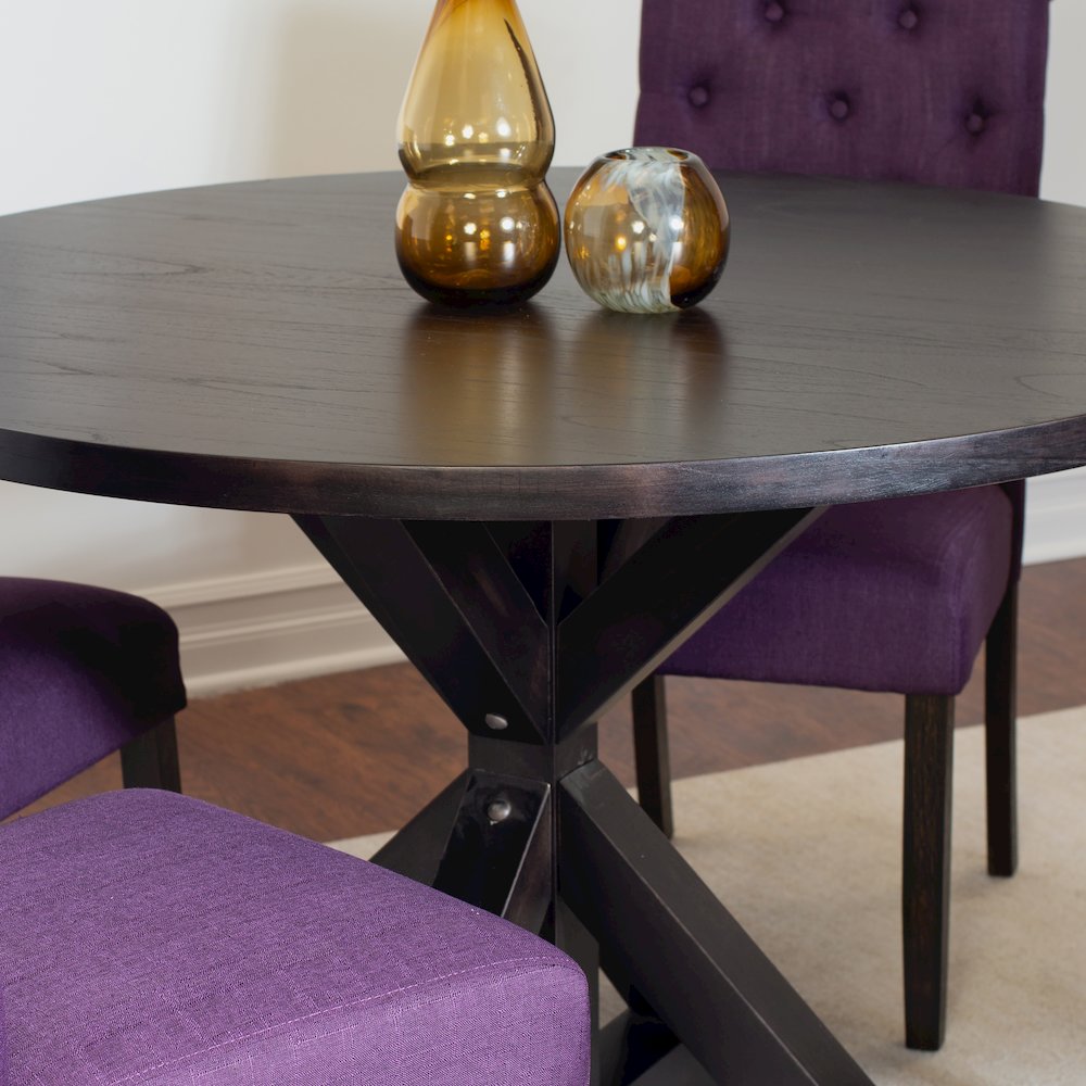 Nylander 5-Pc Dining Set, Cross-Buck Dining Table with 4 Stylish Chairs, Purple. Picture 5