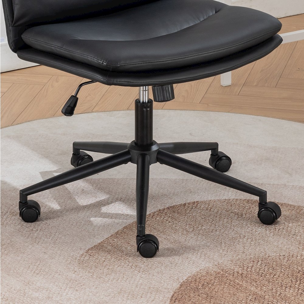 Bizerte Adjustable Swivel Criss Cross, Wide Seat Office or Vanity Chair, Black. Picture 8