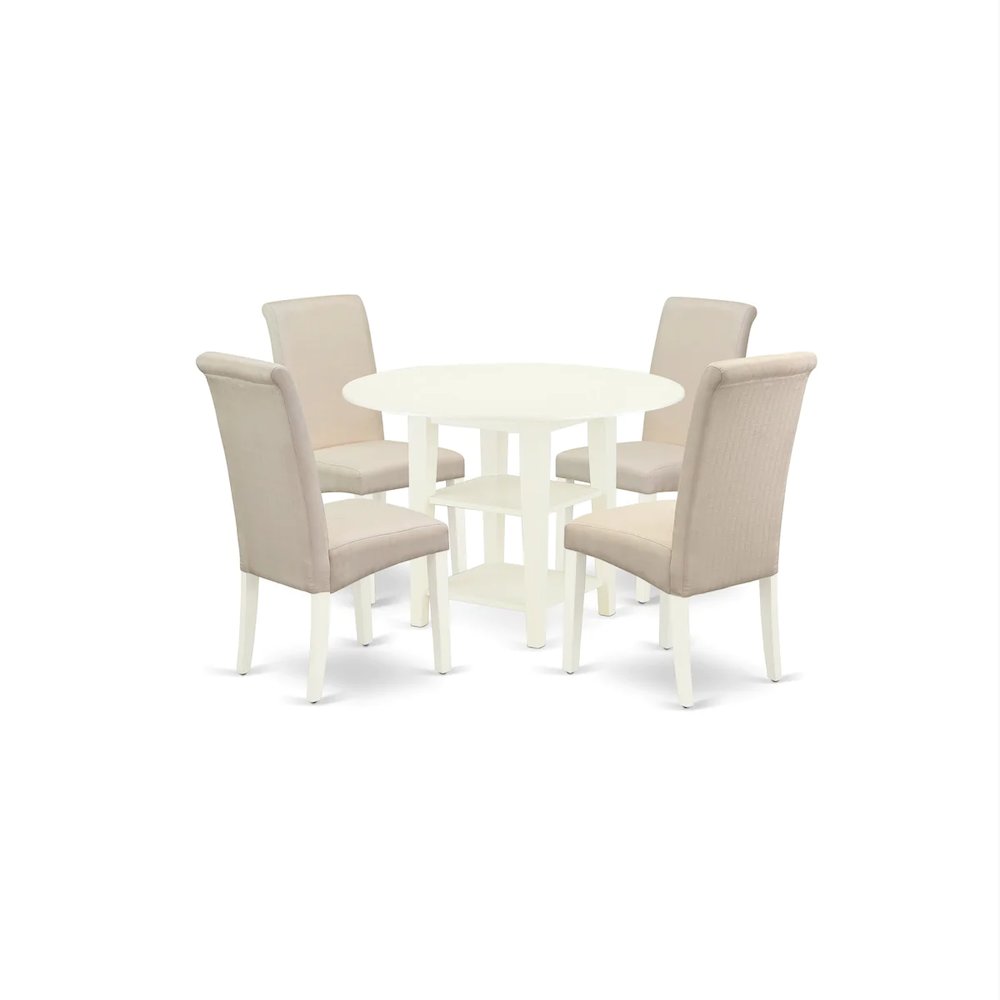 Dining Room Set Linen White, SUBA5-LWH-01. Picture 1