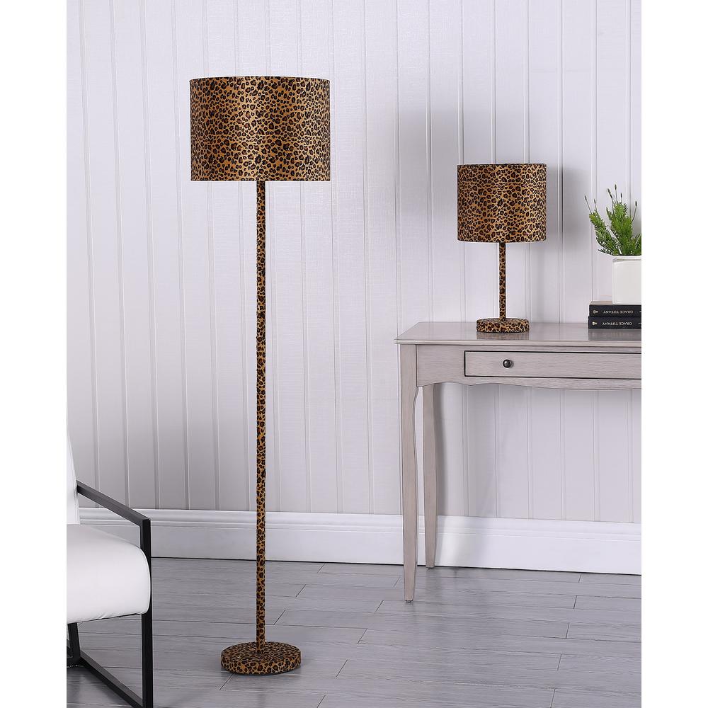 59" in FAUX SUEDE LEOPARD PRINT FLOOR LAMP. Picture 5