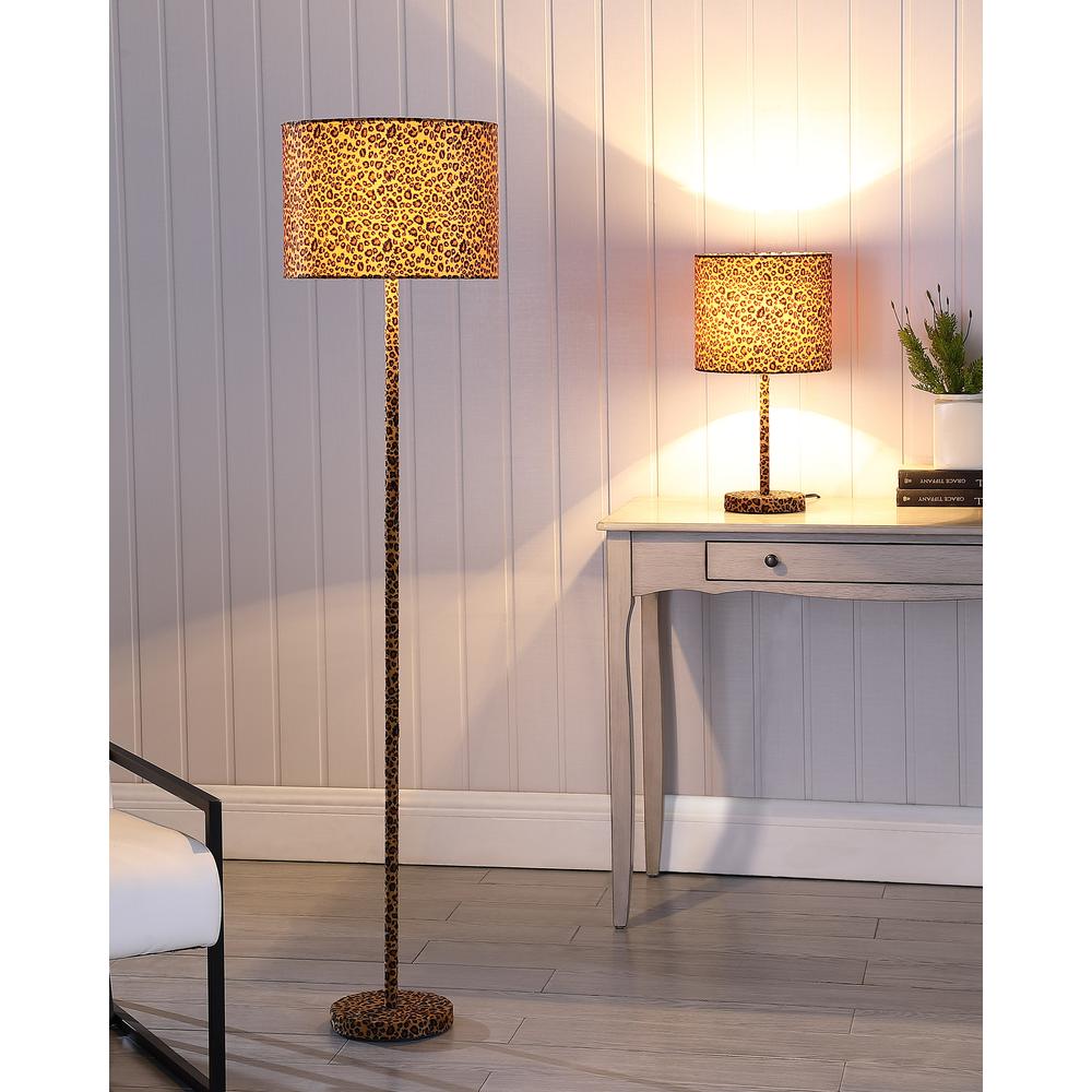 59" in FAUX SUEDE LEOPARD PRINT FLOOR LAMP. Picture 6