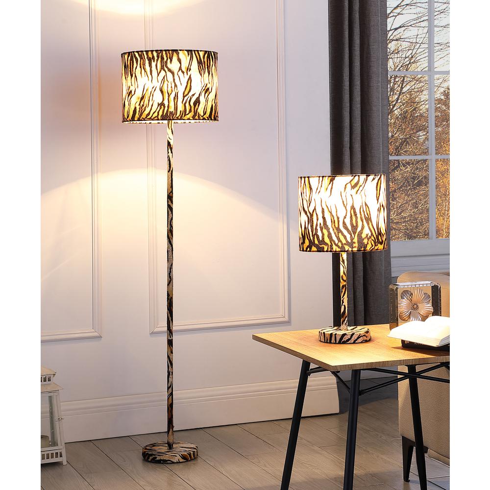 59" in FAUX SUEDE TIGER PRINT FLOOR LAMP. Picture 6