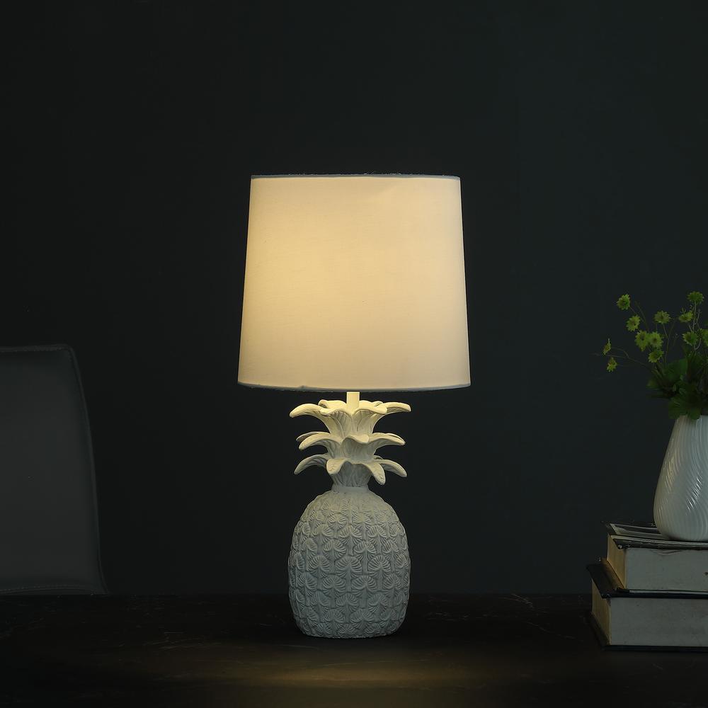 17" In Coastal White Tropical Heahea Pineapple Table Lamp. Picture 4