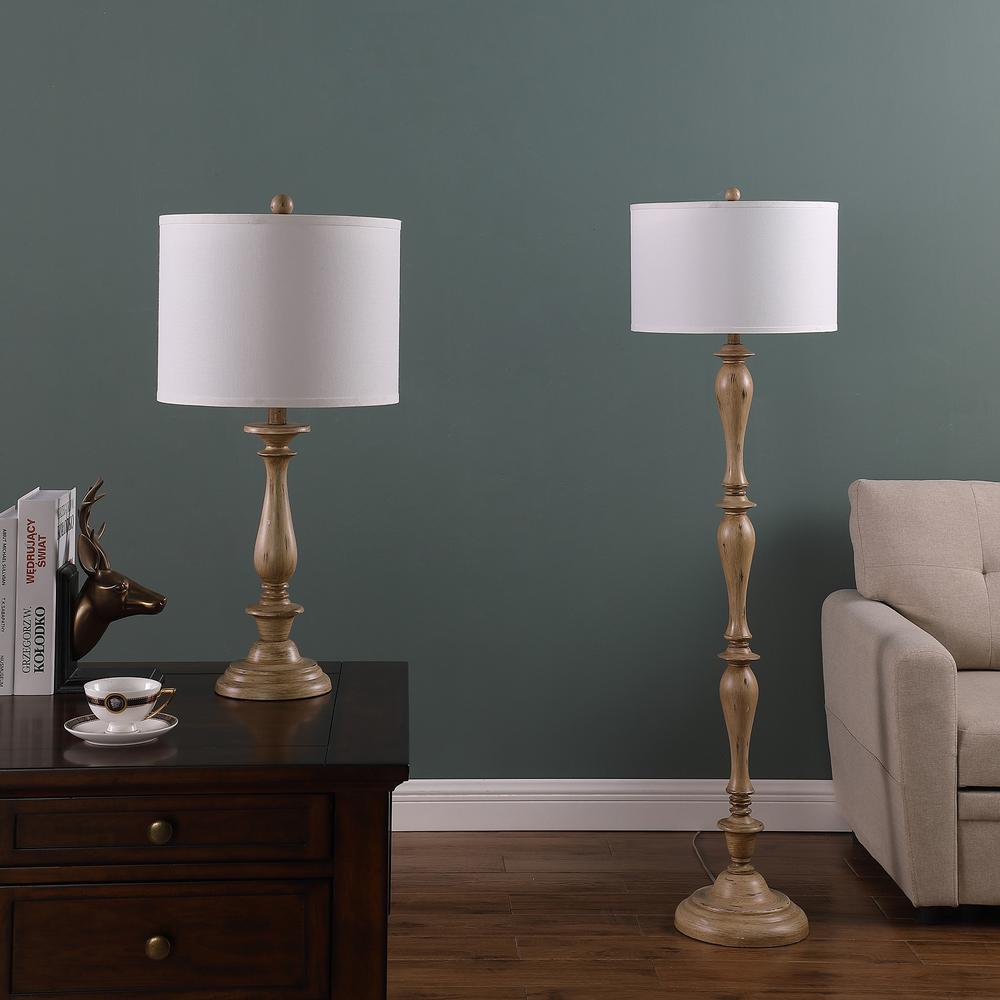 27.5" In Coastal Wood Effect Polyresin Table Lamp. Picture 5