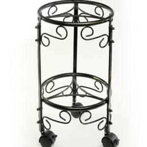 18"H DUAL BLACK/GOLD CAST METAL PLANT STAND W/ WHEELS. Picture 2