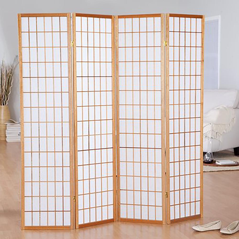 4-Panel Room Divider - Natural. Picture 4