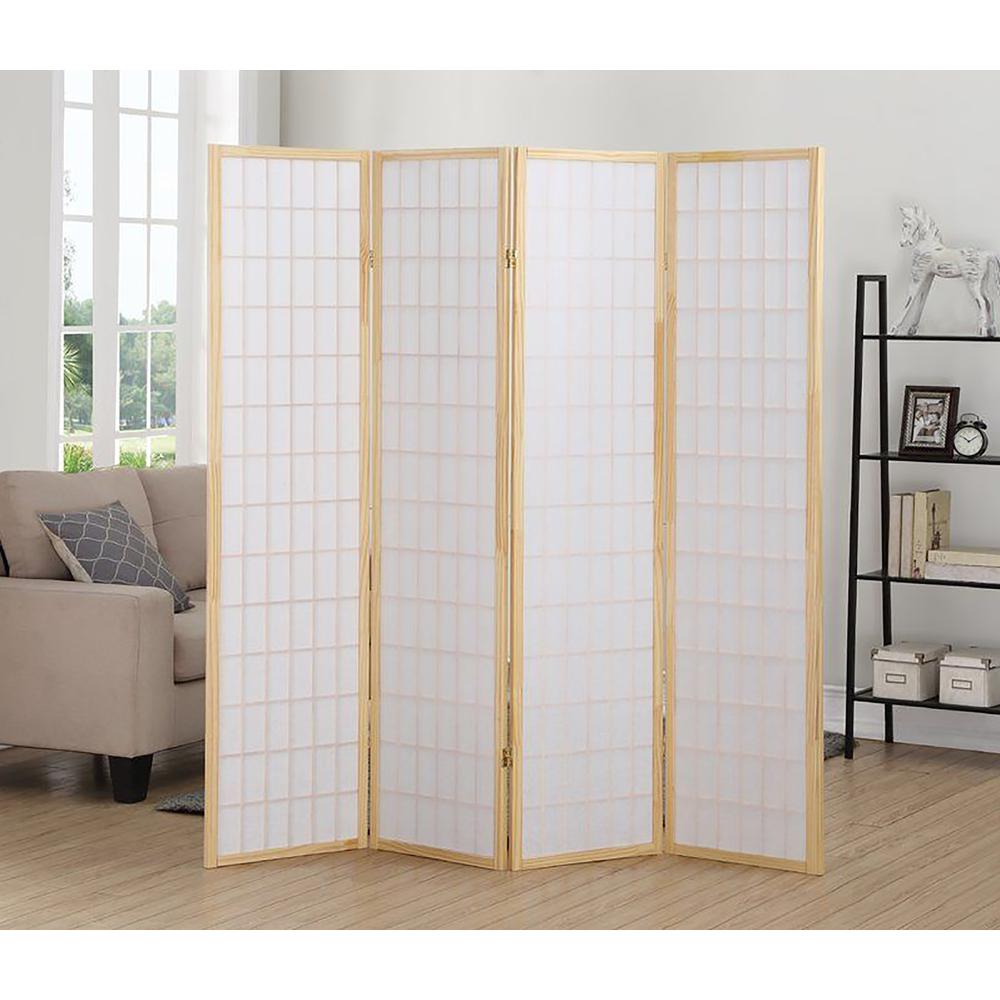 4-Panel Room Divider - Natural. Picture 1