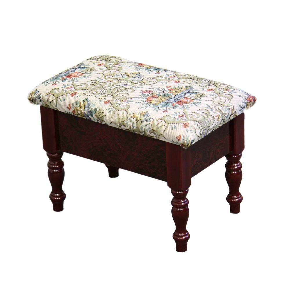 10" Cherry Foot Stool With Storage. Picture 3