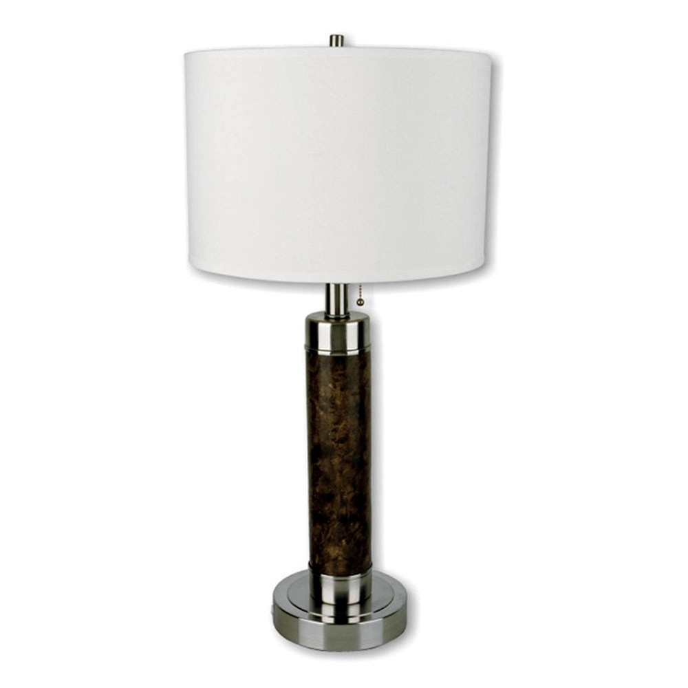 26" Cylinder Table Lamp - Walnut Finish. Picture 1