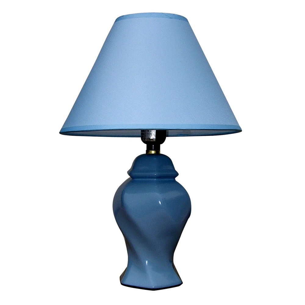 13"H Ceramic Table Lamp - Blue. Picture 1