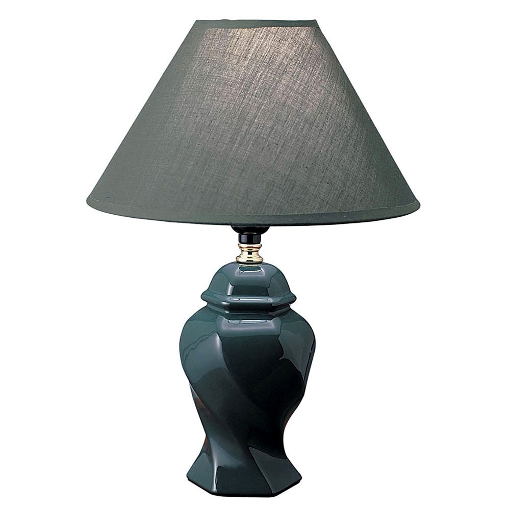 13"H Ceramic Table Lamp - Green. Picture 1