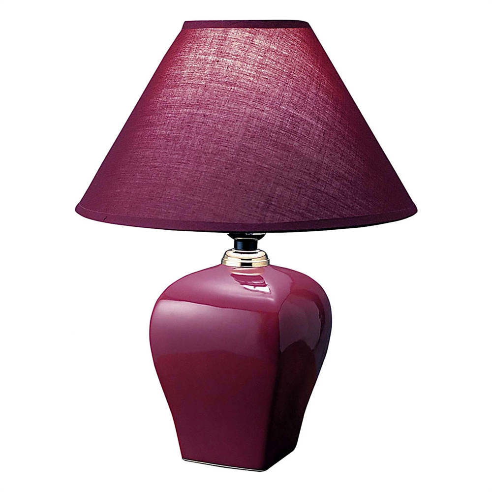 13"H Ceramic Table Lamp - Burgundy. Picture 1