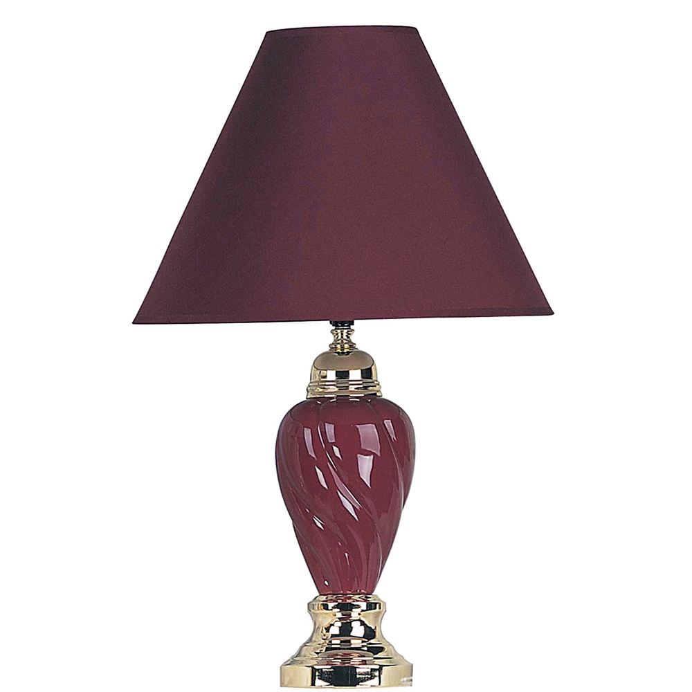 22" Ceramic Table Lamp - Burgundy. Picture 1
