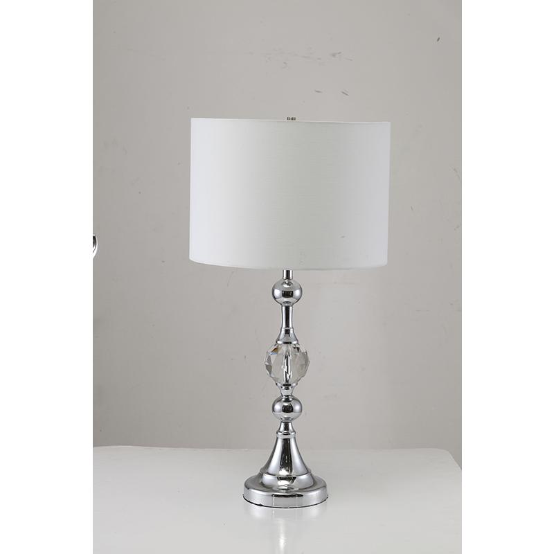 29.5" In Leona Crystal And Chrome Table Lamp W/ Outlet. Picture 1