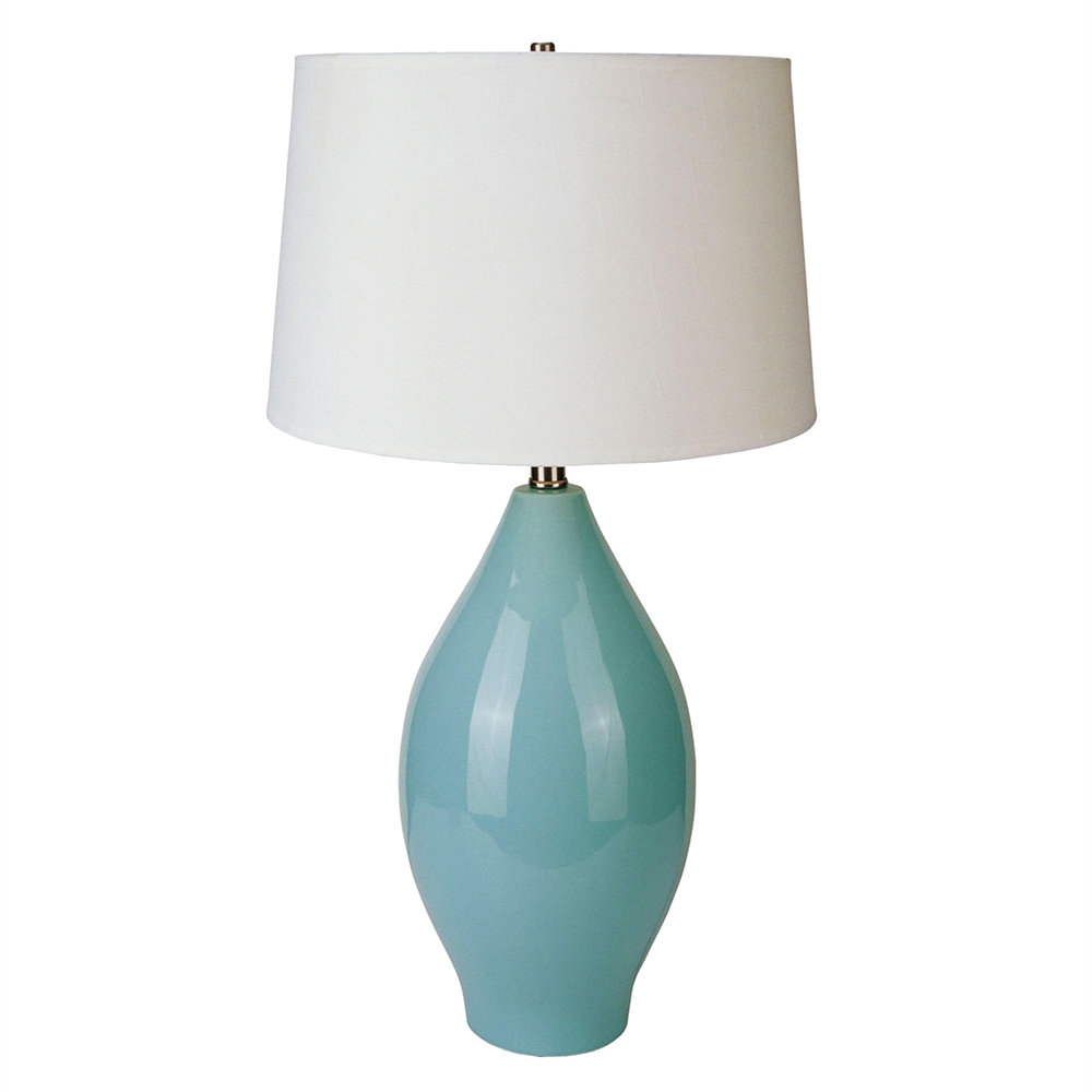 28" Ceramic Table Lamp - Teal. Picture 1