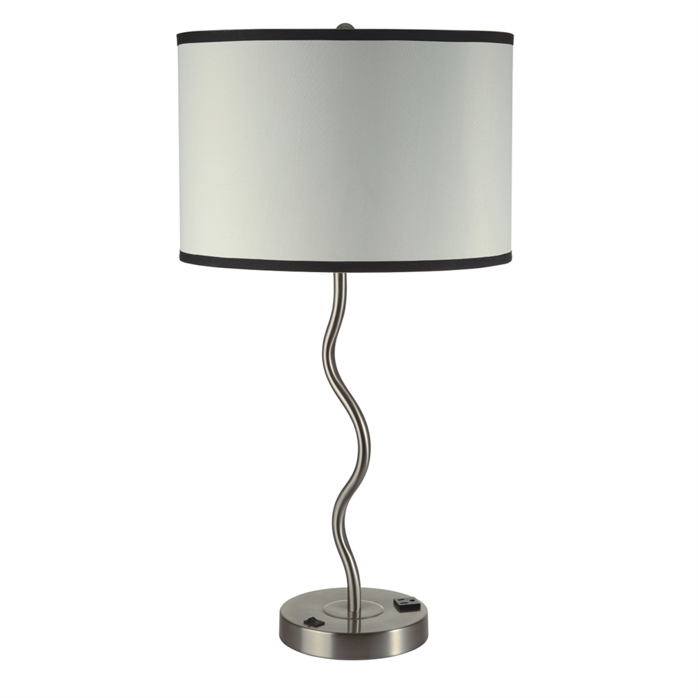 28.5"H Ivory Wave Table Lamp W/ Convenient Outlet, Adjustable Bulb Socket. Picture 1