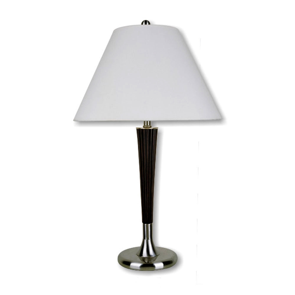 28.5"H Table Lamp - Walnut/Brushed Silver. Picture 1
