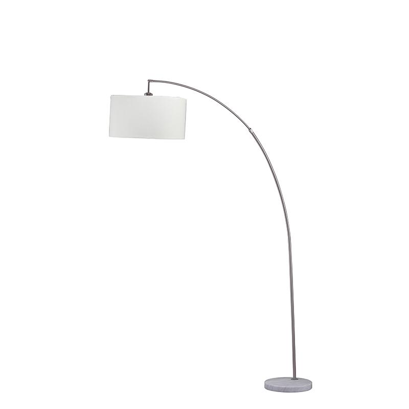 86" In Allegro Silver Arc White Marble Floor Lamp. Picture 1