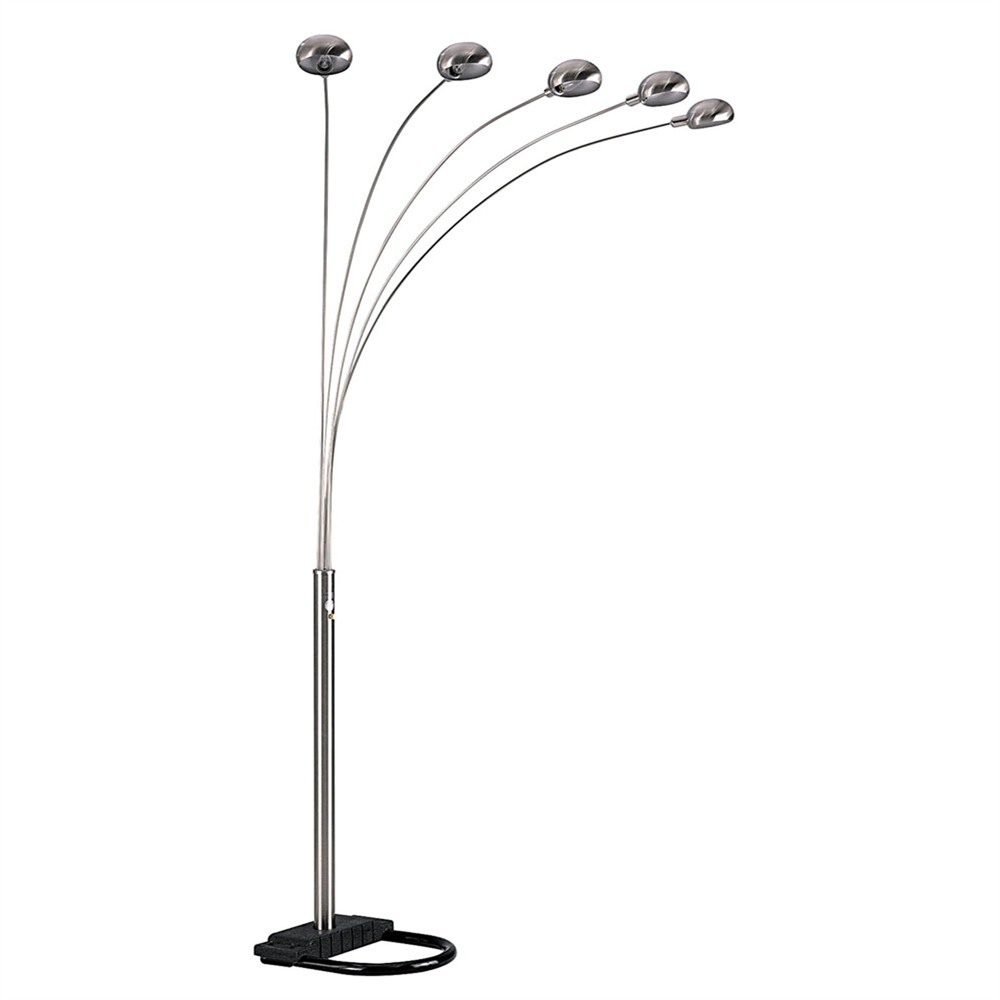 84"H 5 Arms Arch Floor Lamp - Satin Nickel. Picture 1