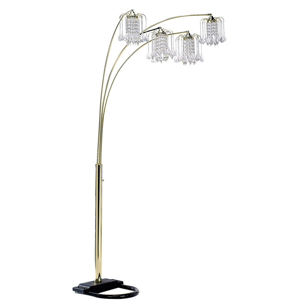 Polished Brass-Finish Floor Lamp With Crystal-Like Shad. Picture 1