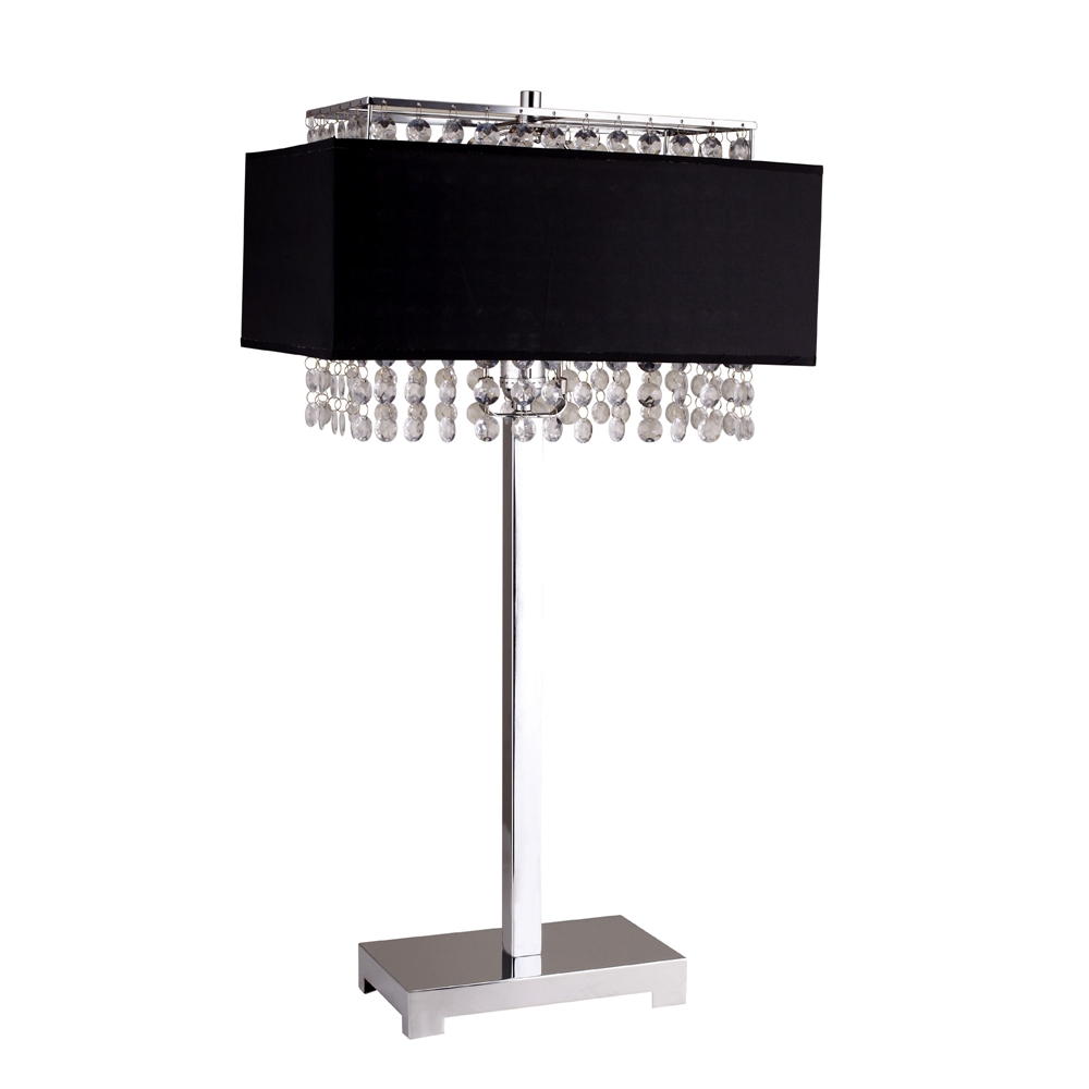 28"H Black Square Crystal Table Lamp. The main picture.
