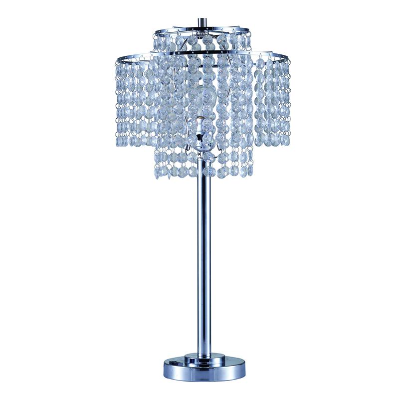 26" In 2 Tier Holly Glam Silver Table Lamp W/ Charging Station And Usb Port. Picture 1